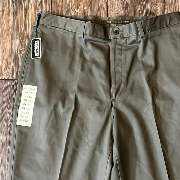 NWT Savane Scotchgard Olive Green Pants Men’s Size 38x34 - Picture 2 of 11